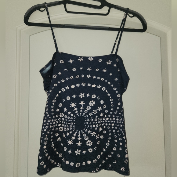 Rare Novella Royale Etta Tank Midnight Haze M Moon Stars Camisole Floral cut out - Picture 5 of 16